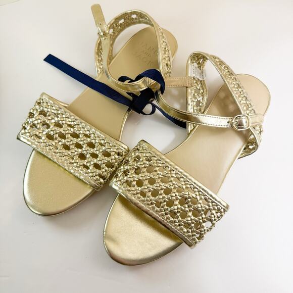 Janie‎ & Jack Sandals Girls Metallic Woven Sandal Gold Size 3K NWT! - Picture 1 of 6